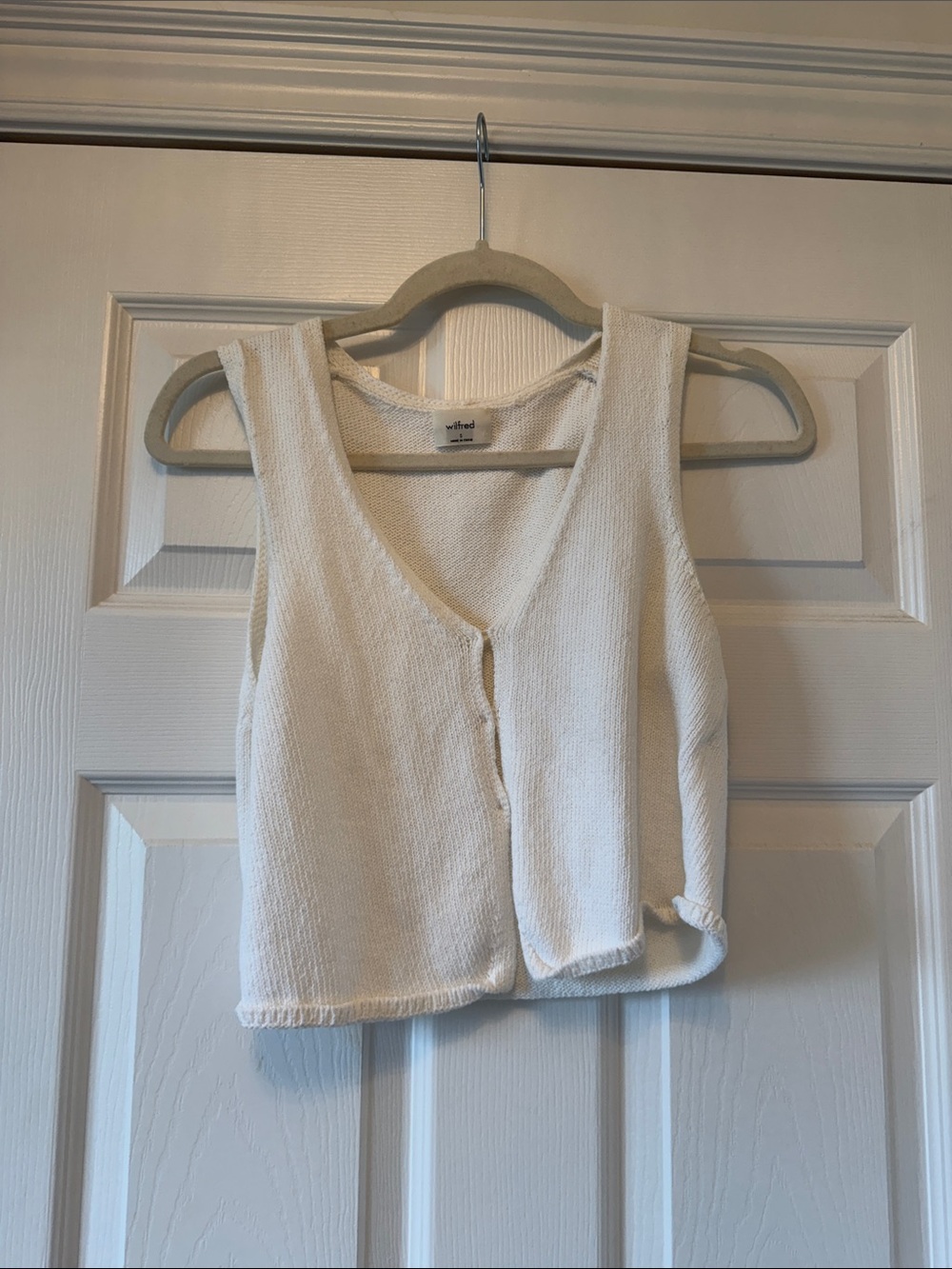 Wilfred Cream Knit Button-Front Crop Tank